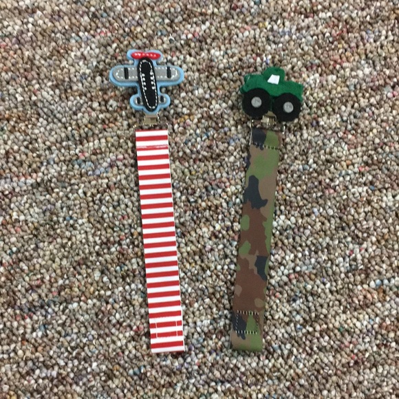 Mud Pie Other - NEW 2 Mud Pie Pacifier Clips, Tractor/Airplane